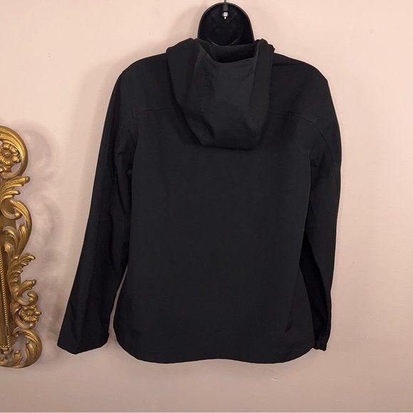 Medium Free Tech Black Jacket Hooded Windbreaker Zip Closure Outdoor Athletic - Picture 4 of 16